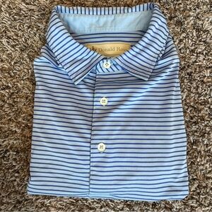 Donald Ross Sportswear Men's Blue Striped Performance Golf Polo Shirt